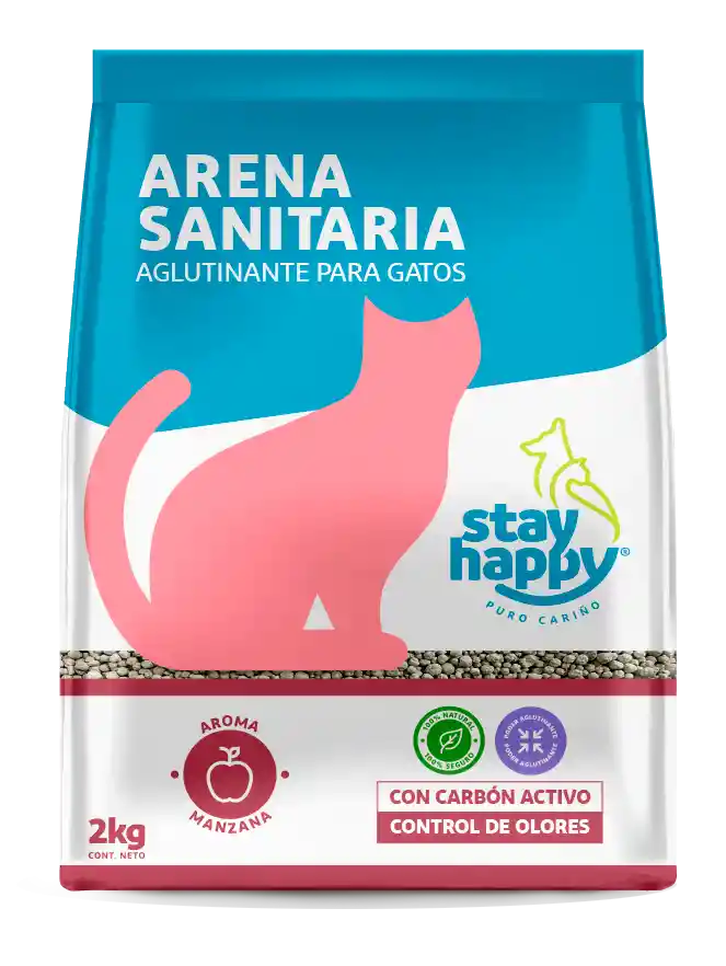 Arena Aglutinante Stay Happy Manzana 4kg