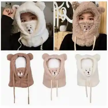 Gorro Capucha Chiporro Oso Invierno Para Niños - 3 Colores