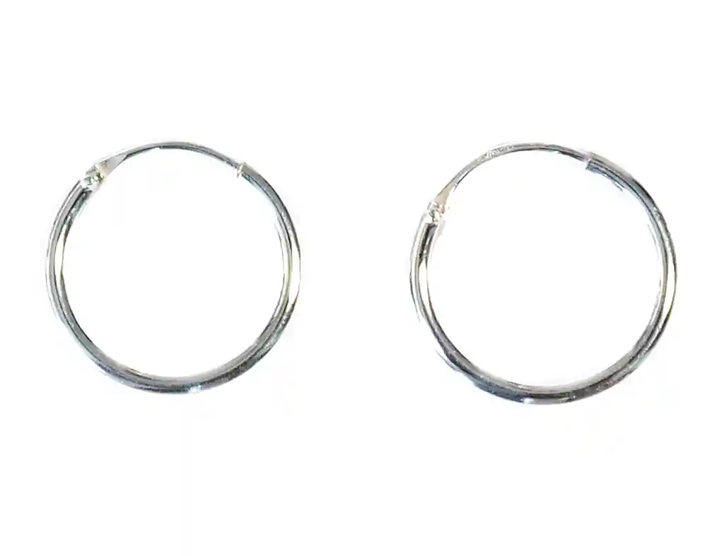 Aros Argollas 14 Mm Plata Fina 925