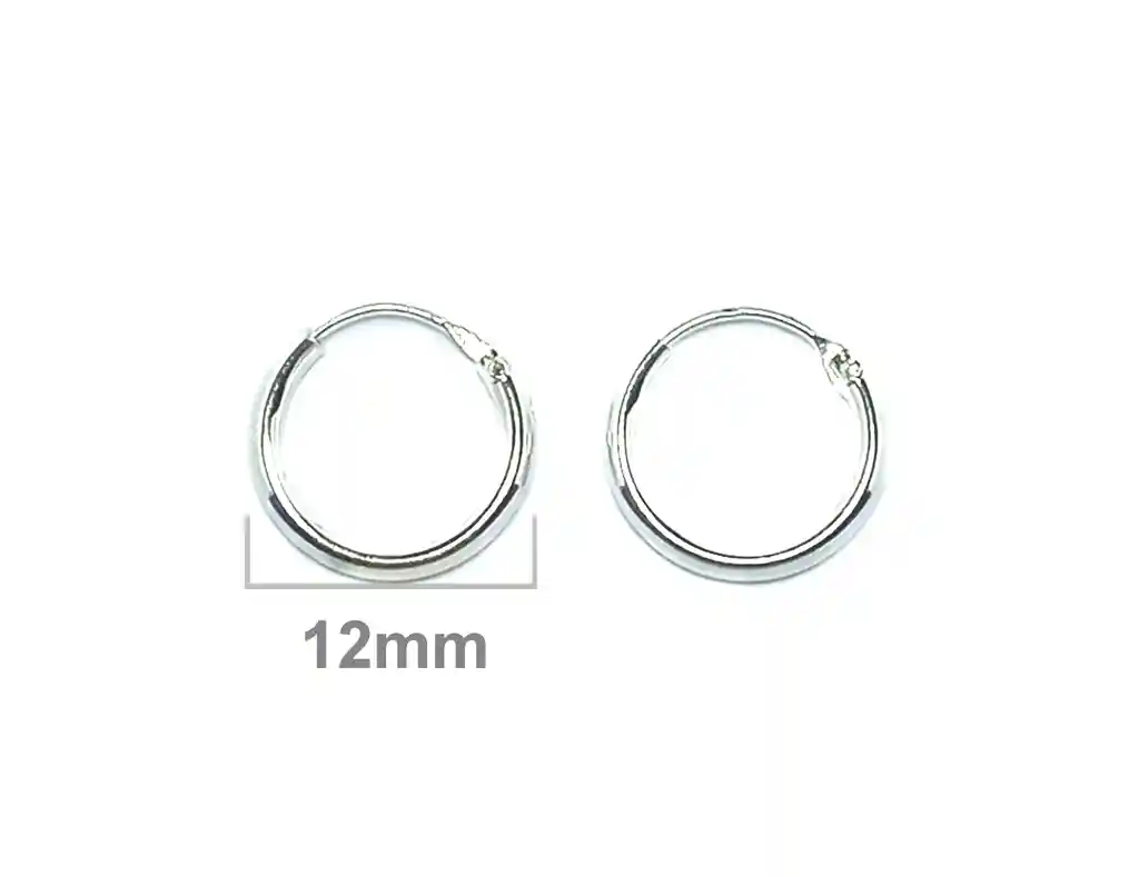 Aros Argollas 12mm Plata Fina 925