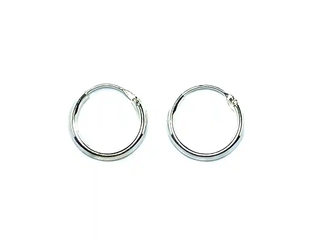 Aros Argollas 12mm Plata Fina 925