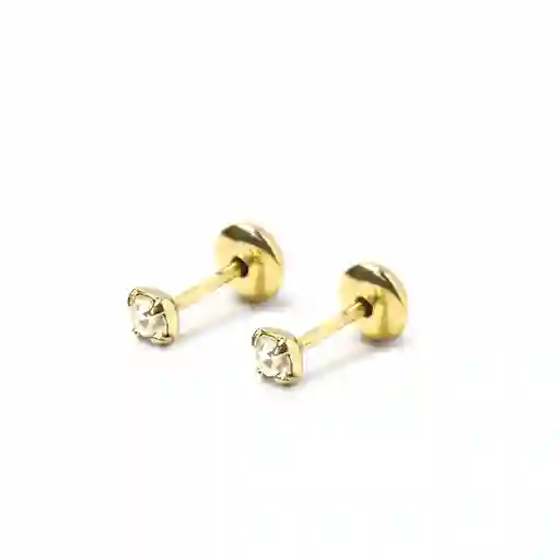 Aros Bebé Circón Blanco 2mm Enchapado Oro 18 K