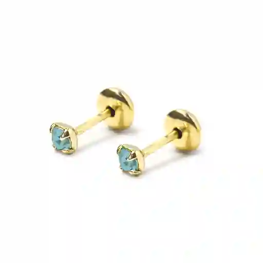 Aros Bebé Circón Celeste 2mm Enchapado Oro 18k