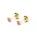 Aros Bebé Circón Rosado 2mm Enchapado Oro 18k