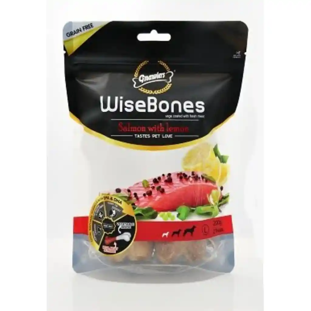 Gnawlers - Wisebones - Snack Perros Hueso Large (l) Salmon Con Limon 200g (2 Und.)