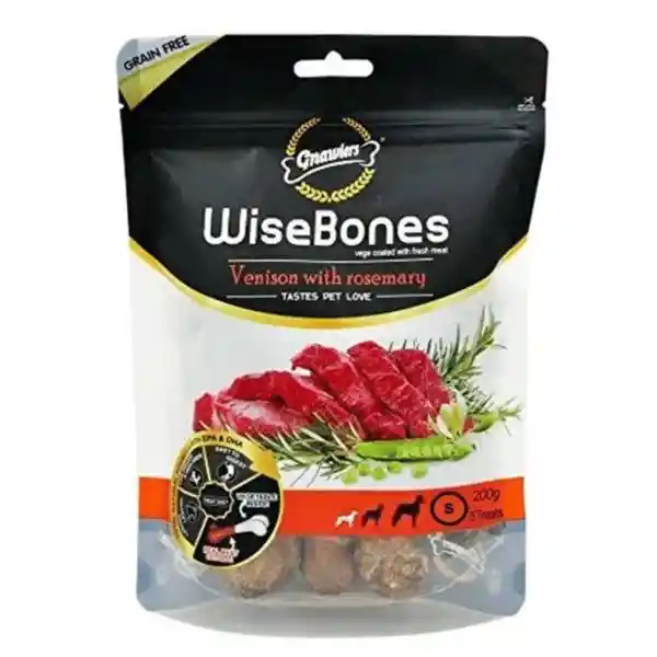 Gnawlers - Wisebones - Snack Perros Hueso Small (s) Venado Con Romero 200g (15 Und.)