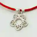 Pulsera Roja Con Flor De Plata