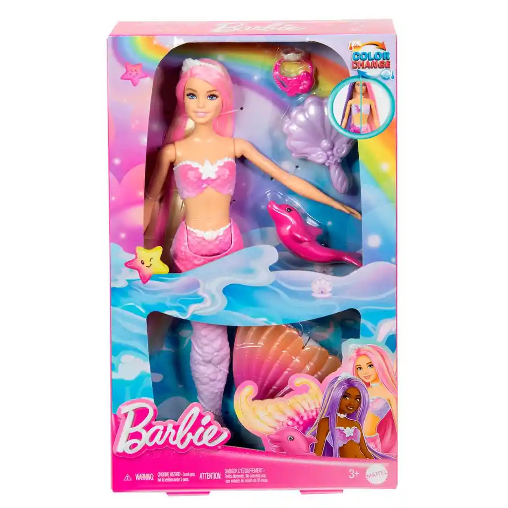 Barbie Fantasía Muñeca Sirenas Colores Mágicos