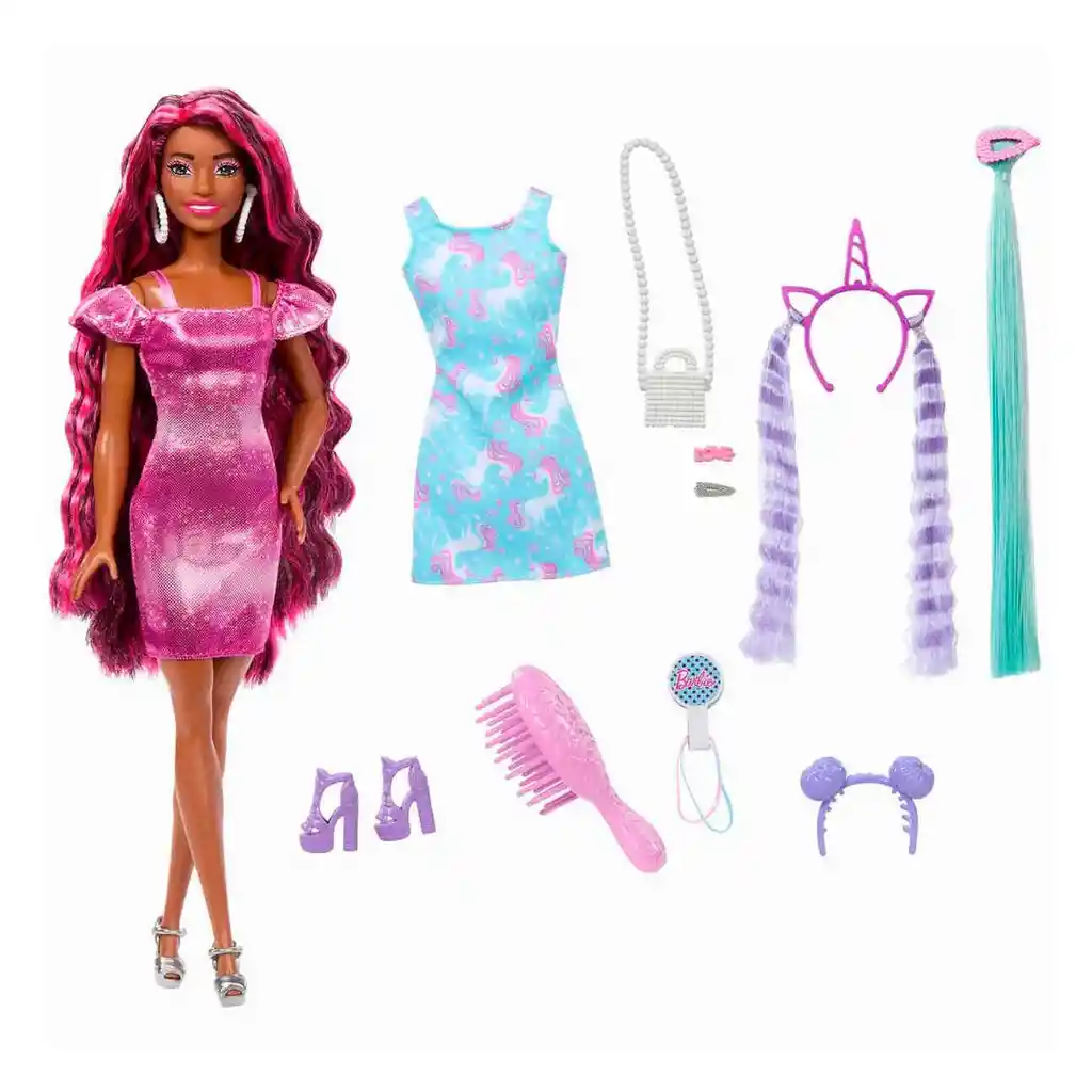 Barbie Totally Hair Muñeca Cabello Rosa Extra Largo