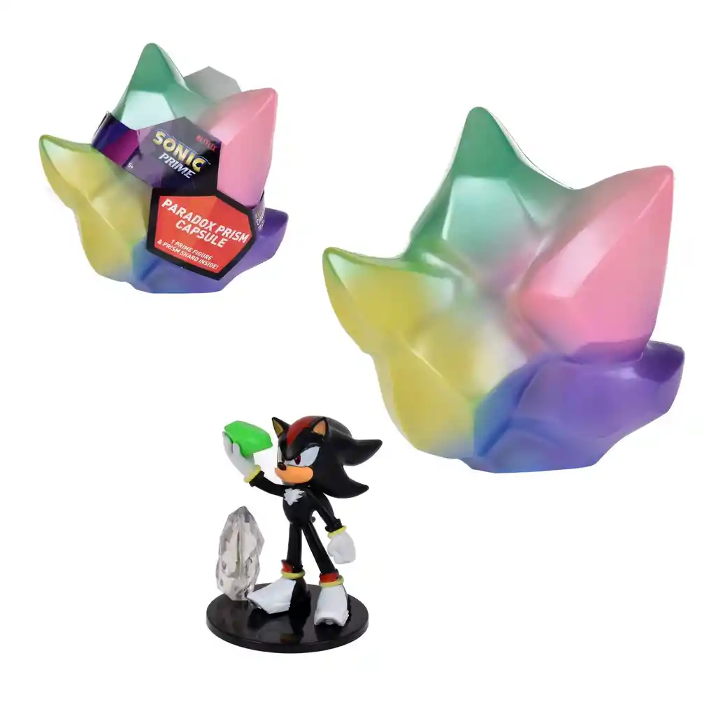 Figura Articulada De 8 Cms Sonic En Capsula Prisma Paradox Con Base Y Folleto