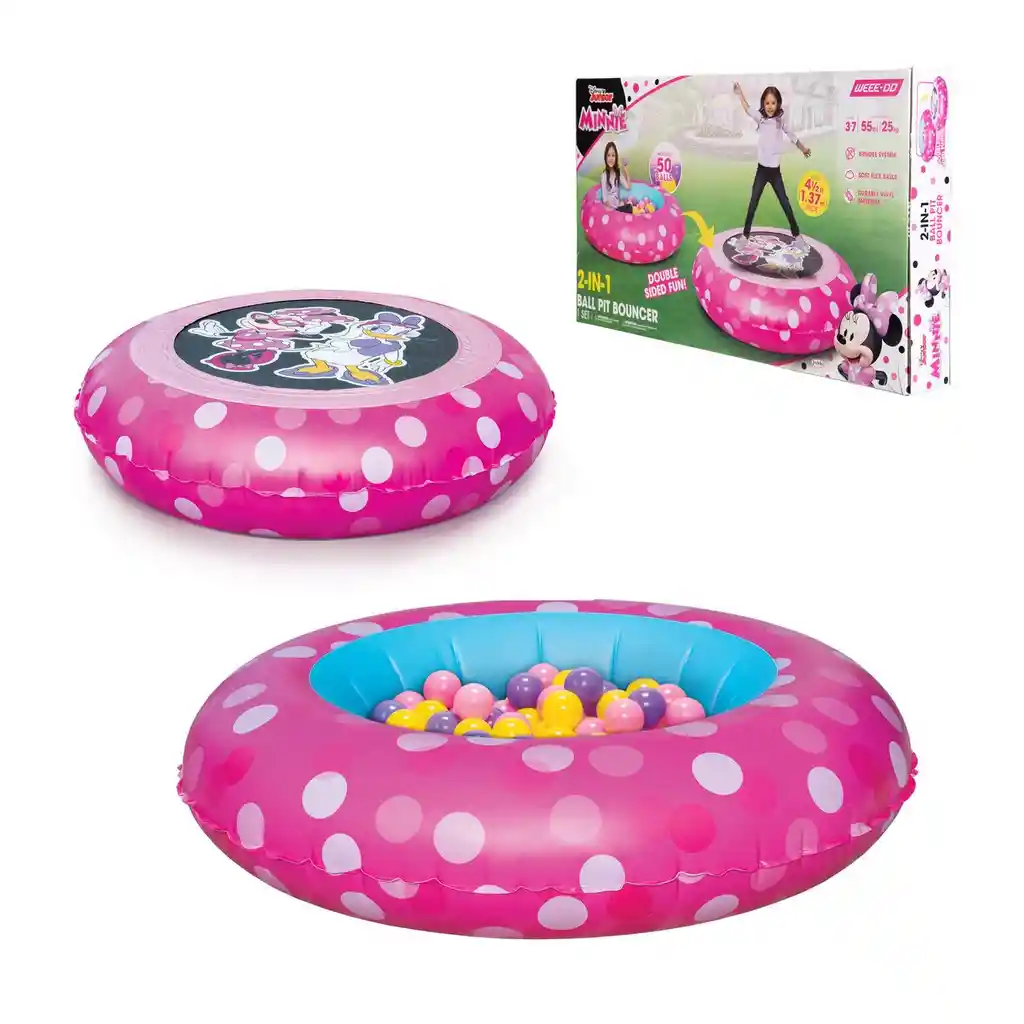 Estacion De Juego 2 En 1 Piscina Y Base Para Saltar De 137 Cms Con 50 Pelotas Minnie