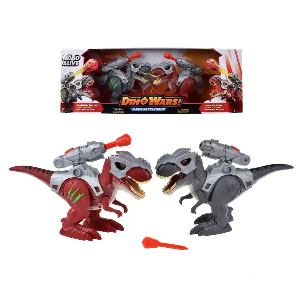 Pack 2 Dinosaurios Dino Wars Robo Alive De Zuru