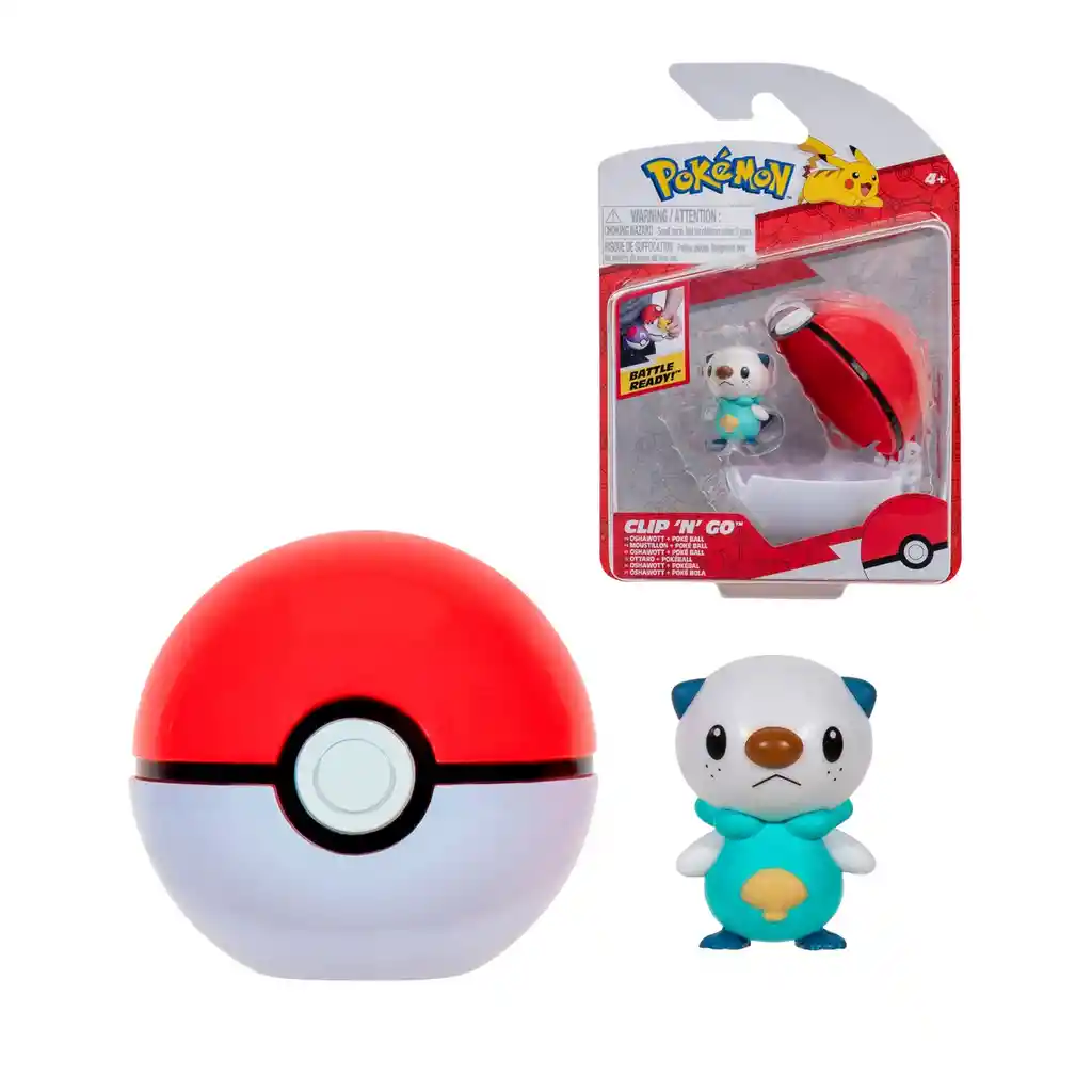 Pokebola Con Figura Pokemon - Oshawoot + Poke Ball