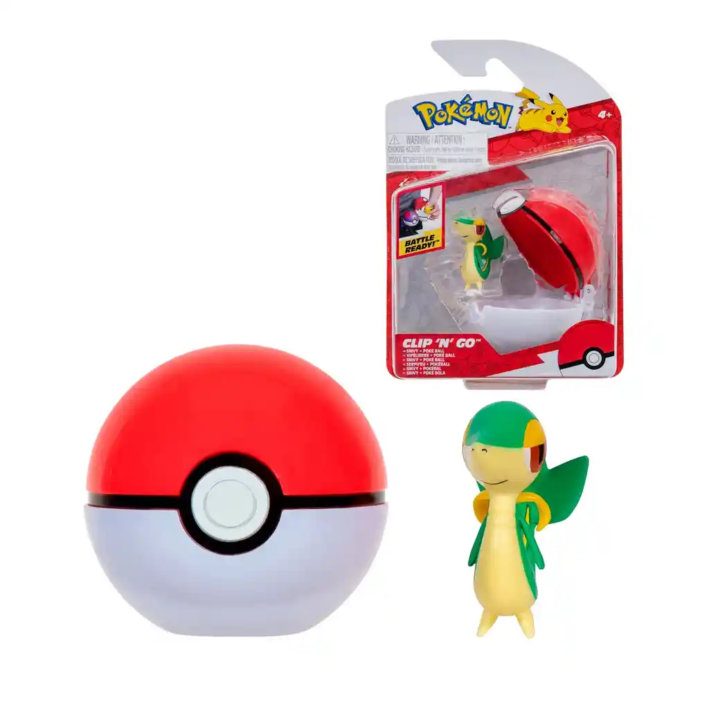 Pokebola Con Figura Pokemon - Snivy + Poke Ball