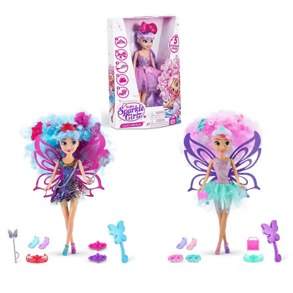 Muñeca Peinado Soñado De 27 Cms Con 5 Sorpresas Sparkle Girlz