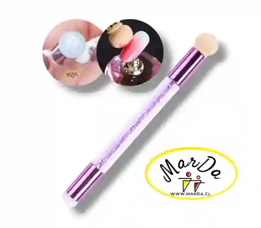 Pincel Doble Esponja Y Timbre De Stamping