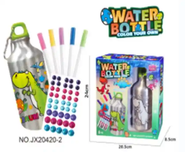 Botella De Agua Dinosaurio Manualidad Decorar Regalo Niño