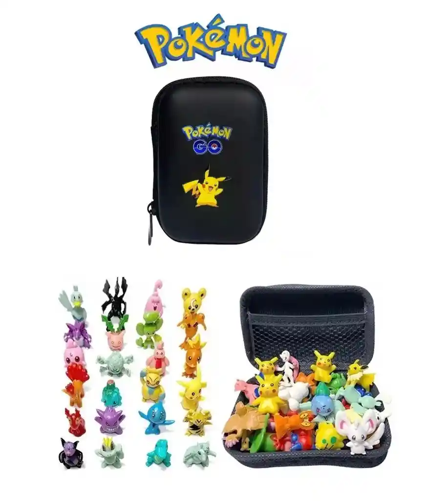 Pokemon Set De 24 Figuras + Estuche Negro De Regalo