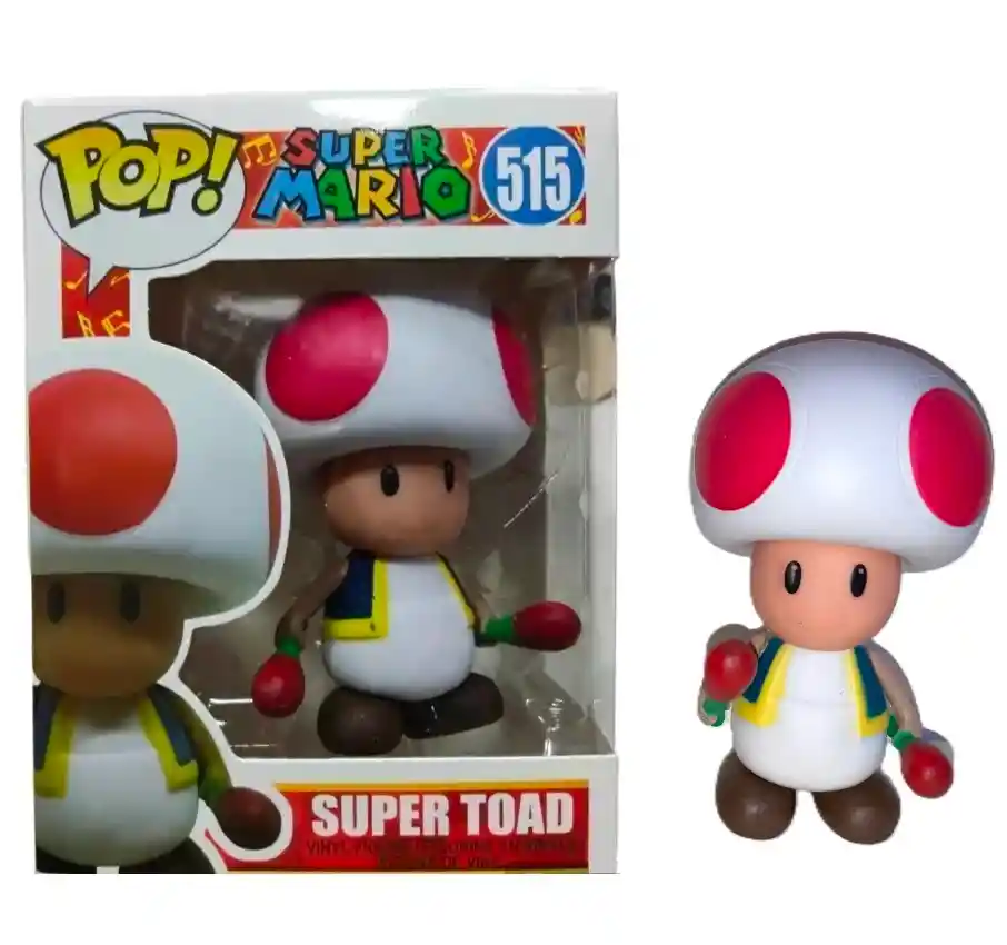 Figura Familia Mario Bros Tipo Funko Pop 13 Cm Toad