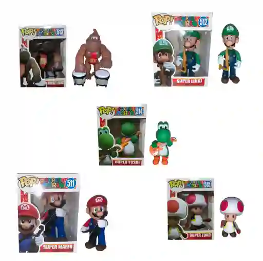 Set De 5 Figuras Super Mario Bros Tipo Funko Pop 13 Cm