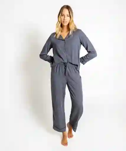 Pijama Mujer Largo Cebra S Gris