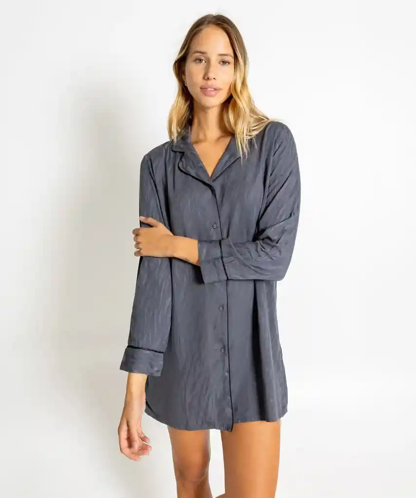 Camisa De Dormir Mujer Cebra S Gris