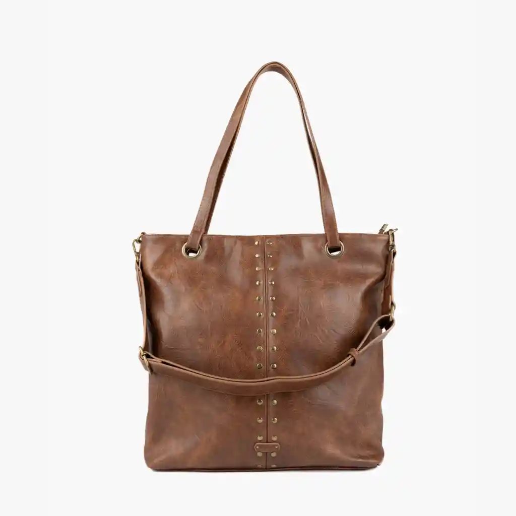 Cartera De Hombro Mujer Tachas Café