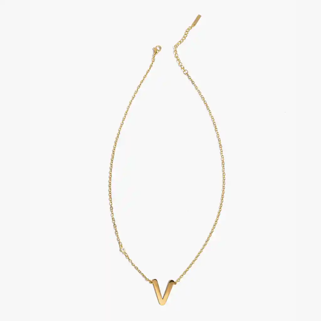 Collar Mujer Letra V Dorado