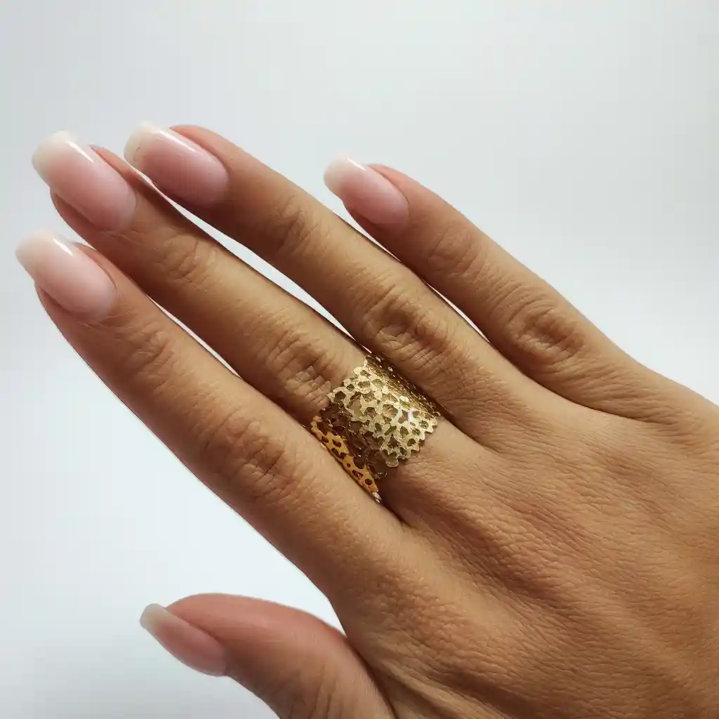 Anillo Hojas De Otoño Enchapado Oro 18k