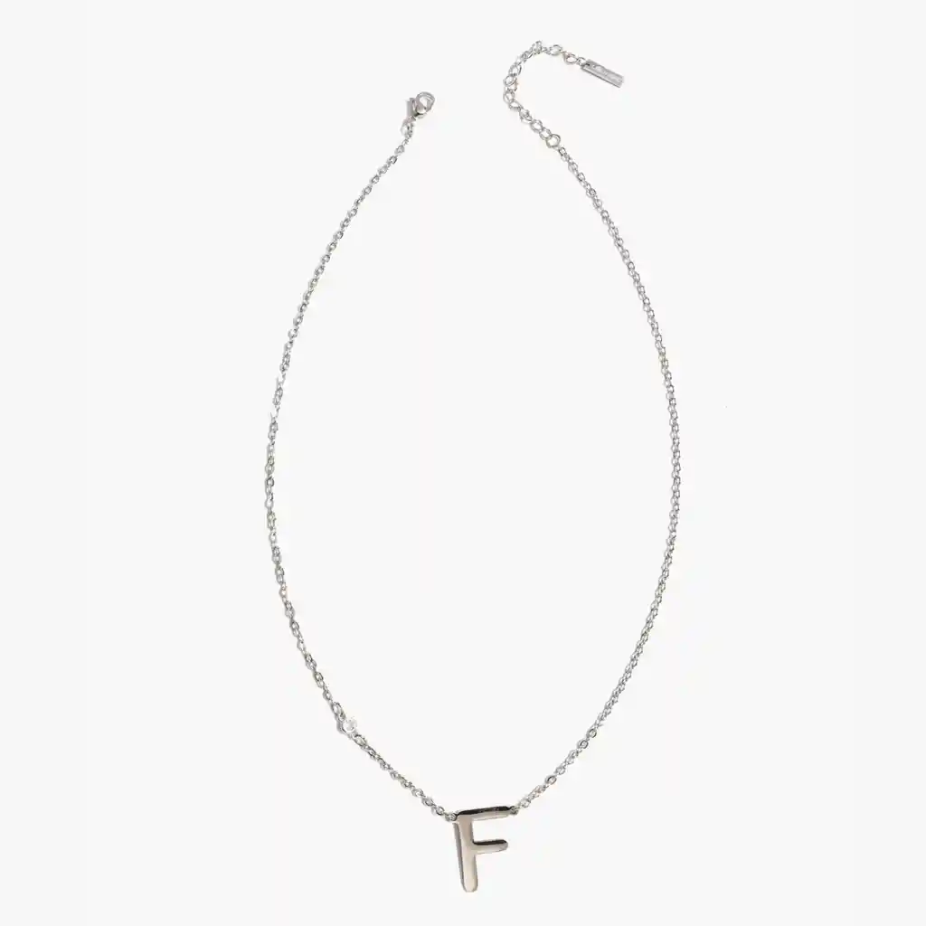 Collar Mujer Letra F Plateado