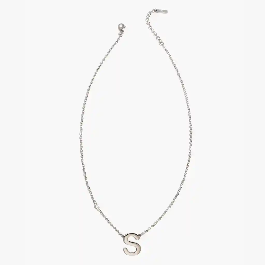 Collar Mujer Letra S Plateado