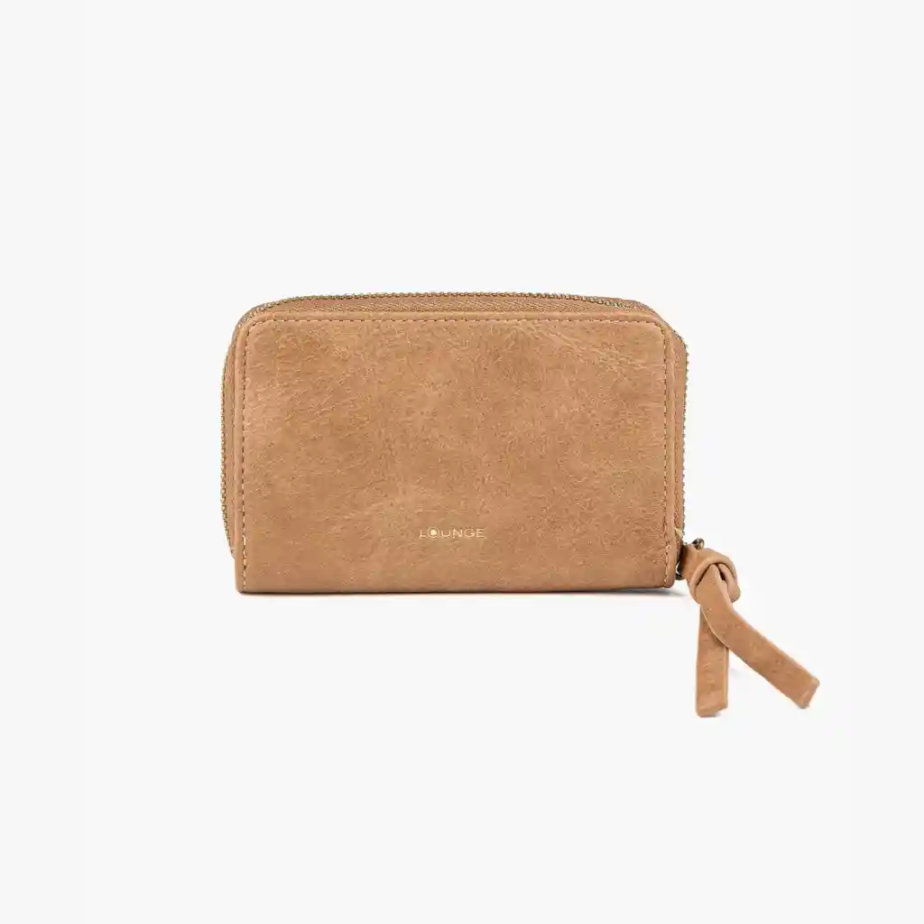 Billetera Mujer Tachas Machacadas Camel