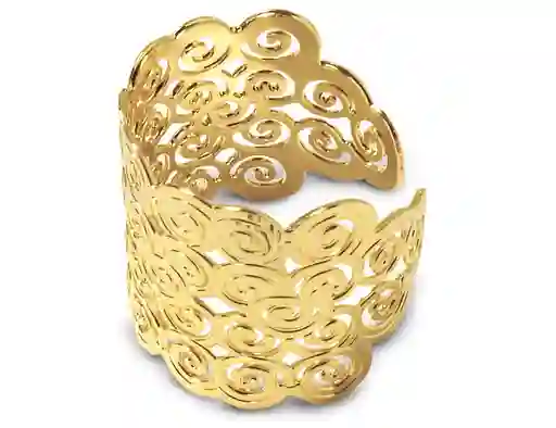 Anillo Calado Borde Curvo Enchapado Oro 18 K