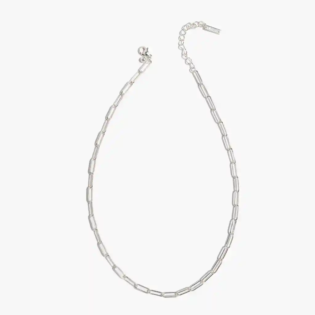 Collar Mujer Eslabones Alargados Plateado