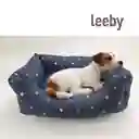 Leeby Cama Desfundable Azul Con Diseño De Puntos Para Perros