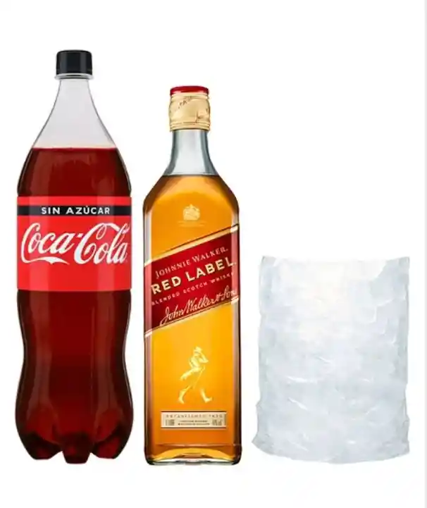 Promo Johnnie Rojo 750cc + Coca Zero 1.5 + Hielo 1k