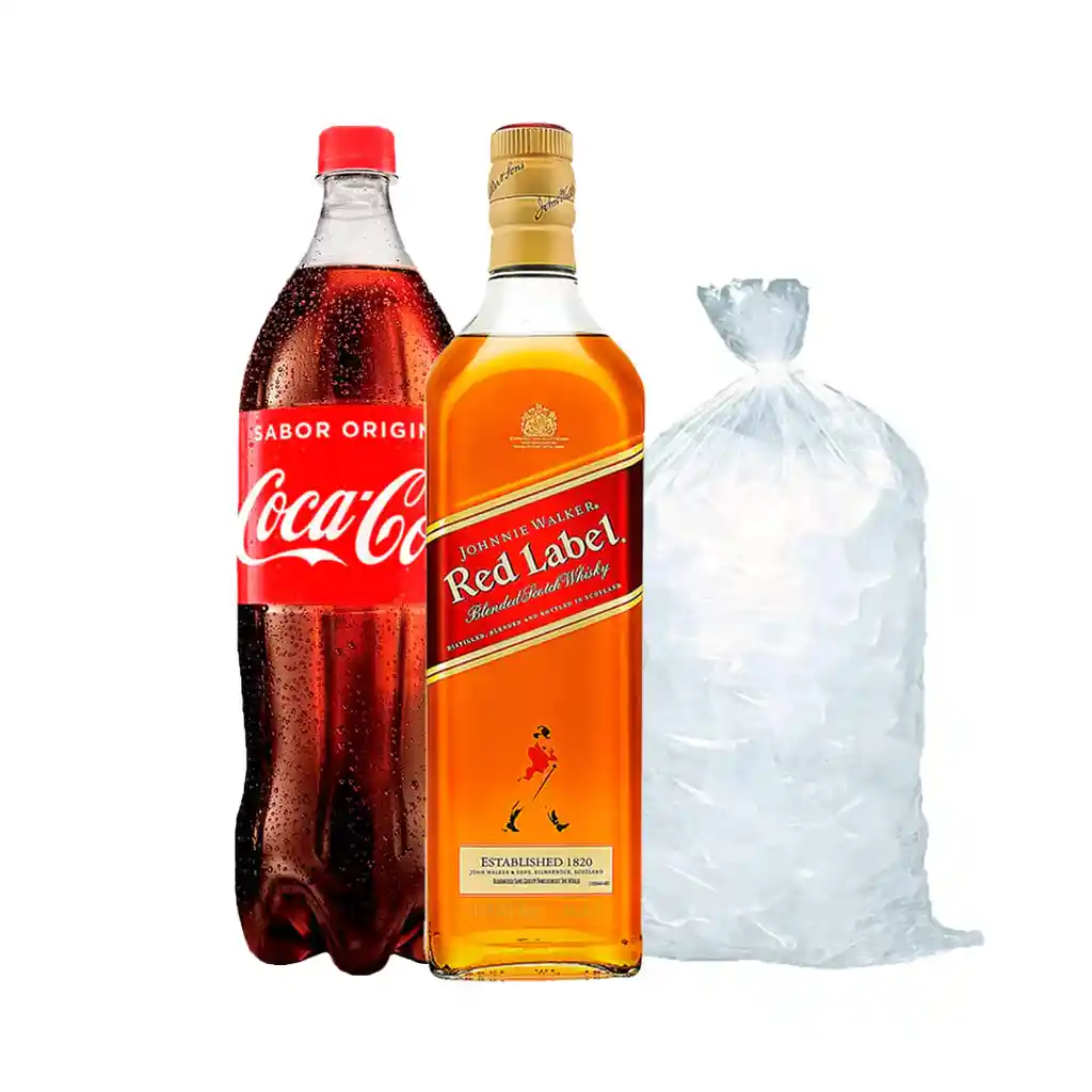 Promo Johnnie Rojo 750cc + Coca Cola 1.5 + Hielo 1k