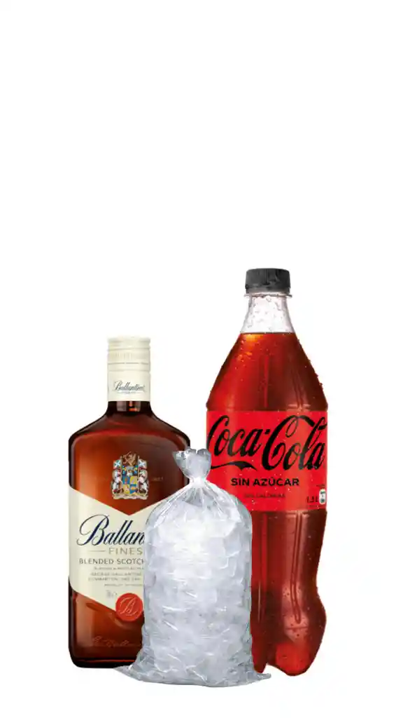 Promo Ballantines 750cc + Coca Zero 1.5 + Hielo 1k