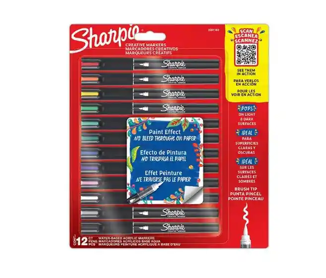 Set 12 Marcadores Creativos Sharpie Acrylic Punta Pincel