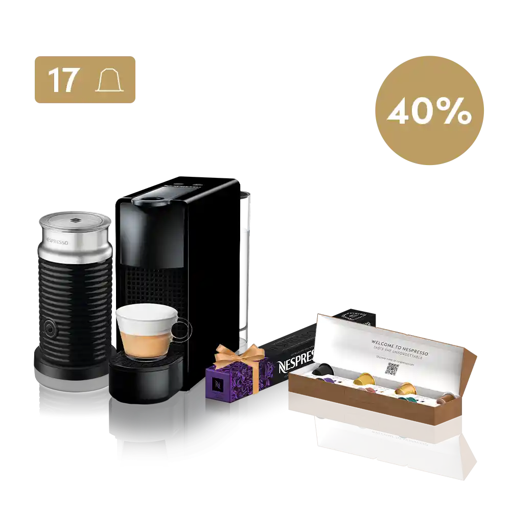 Essenza Mini Black 40% Off + 17 Cápsulas + Aeroccino