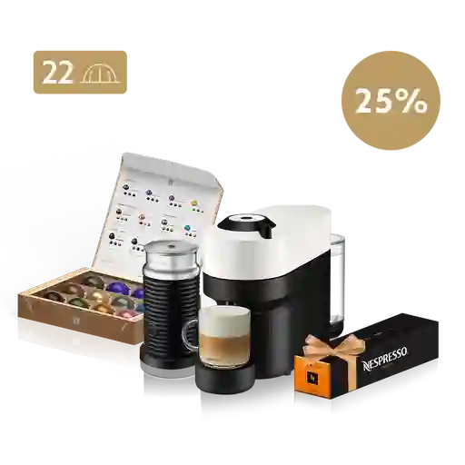 Vertuo Pop Blanca 25% Off + 22 Cápsulas + Aeroccino