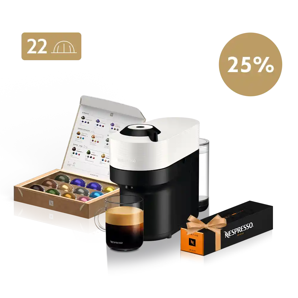 Vertuo Pop Blanca 25% Off + 22 Cápsulas