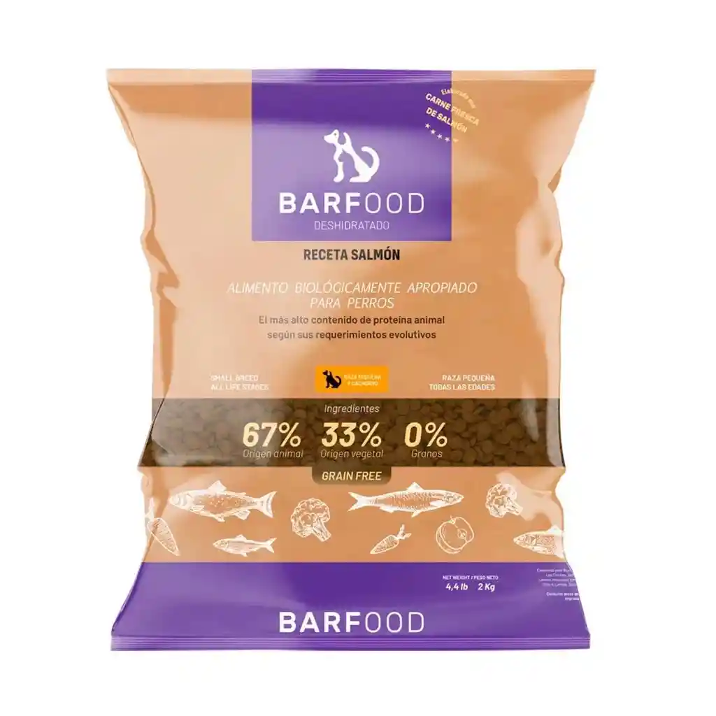 Barfood Perro Salmon Raza Pequeña Y Cachorro 2 Kg