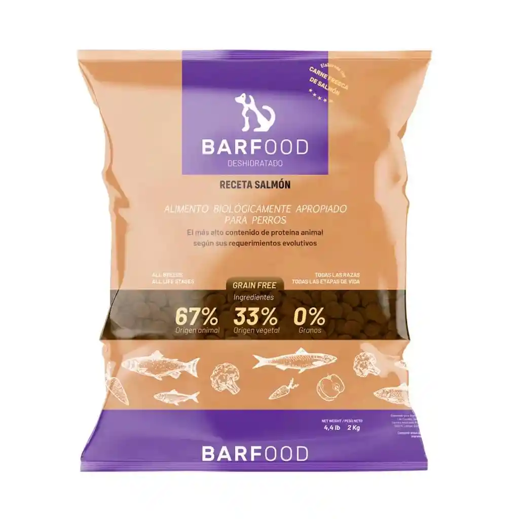 Barfood Canino Salmon Para Razas Medianas Y Grandes 2kg