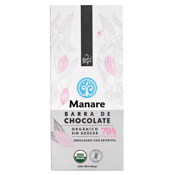 Barra Chocolate 79% Cacao Sin Azúcar Orgánico 100gr