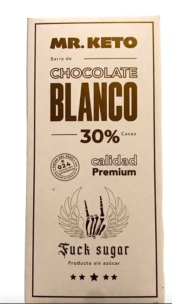 Barra Chocolate Blanco Keto 30% Cacao Mr. Keto 80g