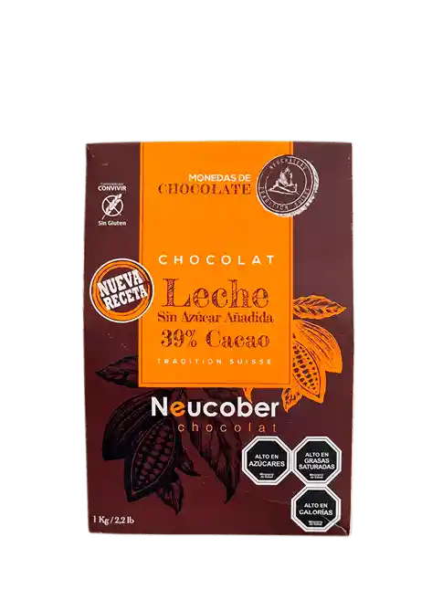 Moneda Chocolate Leche 39% Cacao Sin Azúcar 1kg