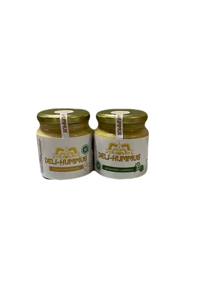 Hummus Tradicional 250 Grs., Hummus Con Alcachofa Y Espinaca 250 Grs.