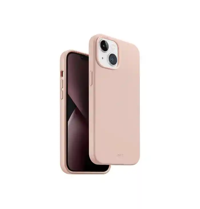 Carcasa Uniq Hybrid Compatible Con Iphone 14 Plus Y 15 Plus Lino Hue - Silicona Magsafe Rosa