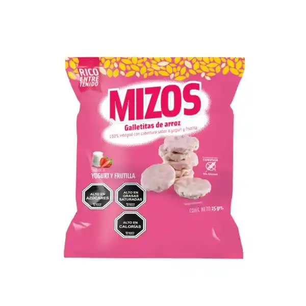 Galletas De Arroz Sabor A Yogurt Y Frutilla 20 Gr Marca Mizos